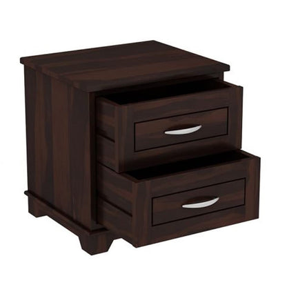 Woodmarwar Sheesham Wood Bedside Table for Bedroom | Solid Pure Wooden Bed Side Nightstand End Table with 2 Drawer Storage for Home & Bed Room