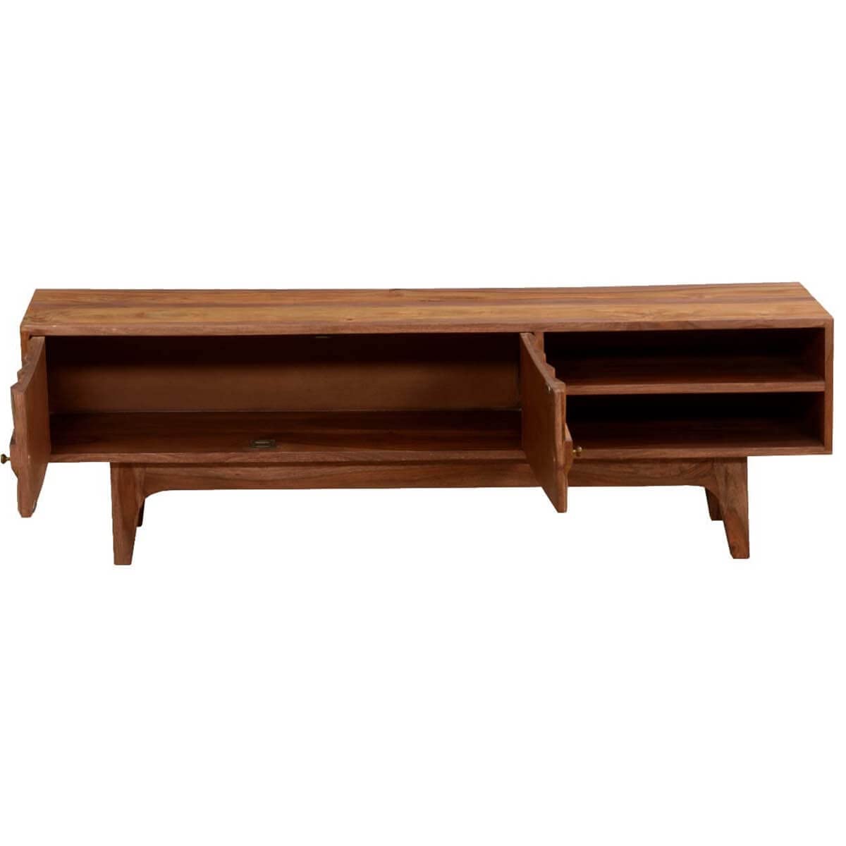 Woodmarwar Solid Sheesham Wood Entertainment Tv Unit With Storage NaturalFinish For Home & Office Furniture