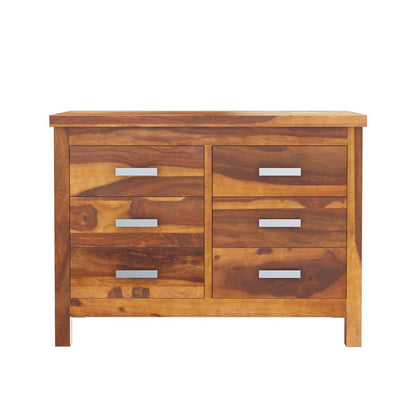 WoodMarwar Solid Sheesham Wood Chest of Drawer 6 Drawers Dresser for Home & Living Room