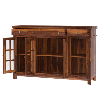 Woodmarwar Solid Sheesham Wood Sideboard With Storage for Living Room Furniture