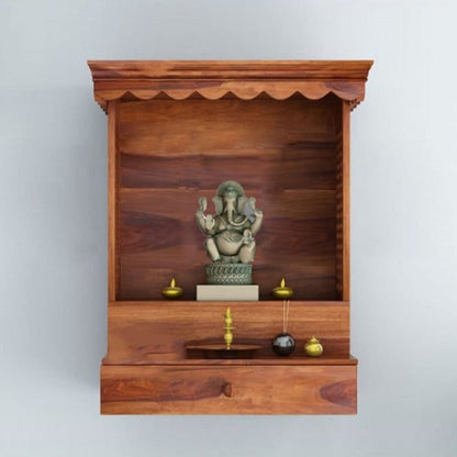 Woodmarwar Solid Sheesham Wood Temple(Mandir)In Honey Finish For Home & Office Furniture