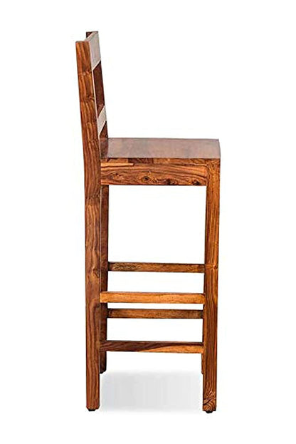 Solid Sheesham Wood Bar Chairs for Home |Solid Long Wooden Chair | High Bar Chair Set of 2 | Natural Brown