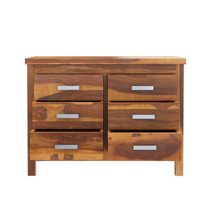 WoodMarwar Solid Sheesham Wood Chest of Drawer 6 Drawers Dresser for Home & Living Room