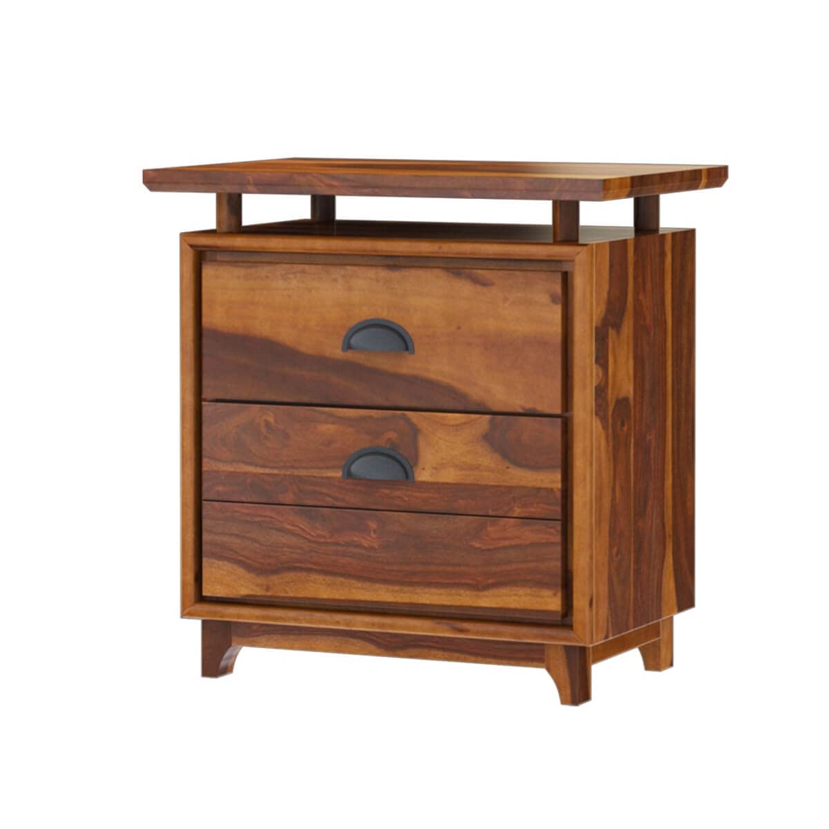 Woodmarwar Solid Sheesham Wood Bedside Table for Bedroom | Solid Pure Wooden Bed Side Nightstand End Table with 2 Drawer Storage for Home & Bed Room | Storage Cabinet