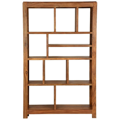 Woodmarwar Solid Sheesham Wood Book Shelf Wooden | Bookshelf for Home Library | Book Shelves Open Bookcase Books Rack | Display Unit Book Stand with 11 Open Shelf Storage for Office & Home | Honey Finish