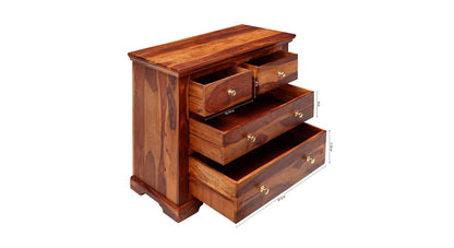 WoodMarwar Solid Sheesham Wood Chest of Drawer 4 Drawers Dresser for Home & Living Room