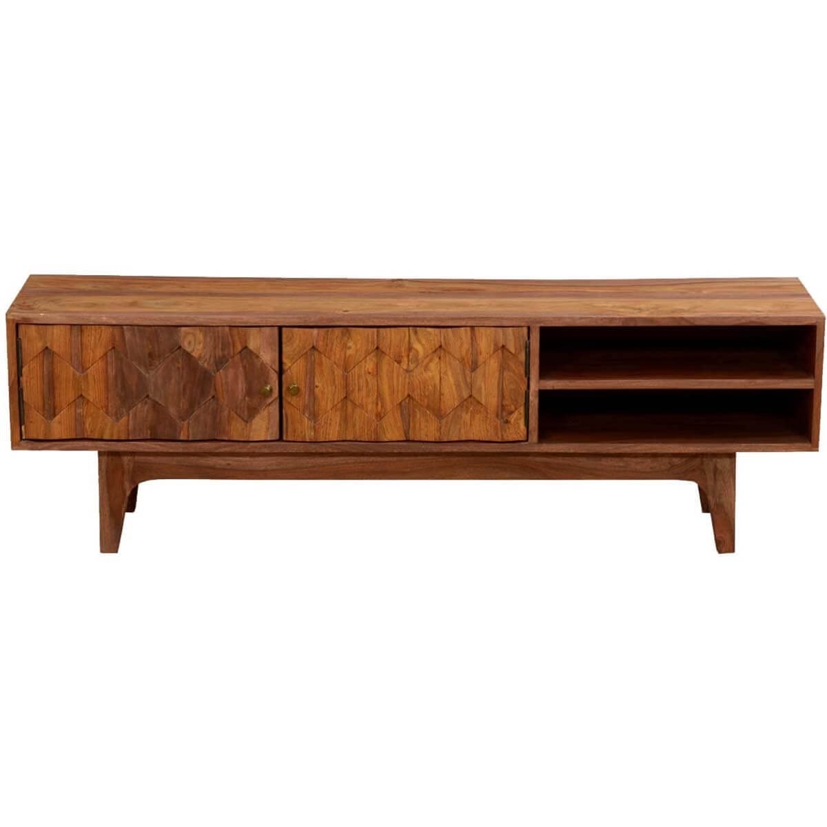 Woodmarwar Solid Sheesham Wood Entertainment Tv Unit With Storage NaturalFinish For Home & Office Furniture