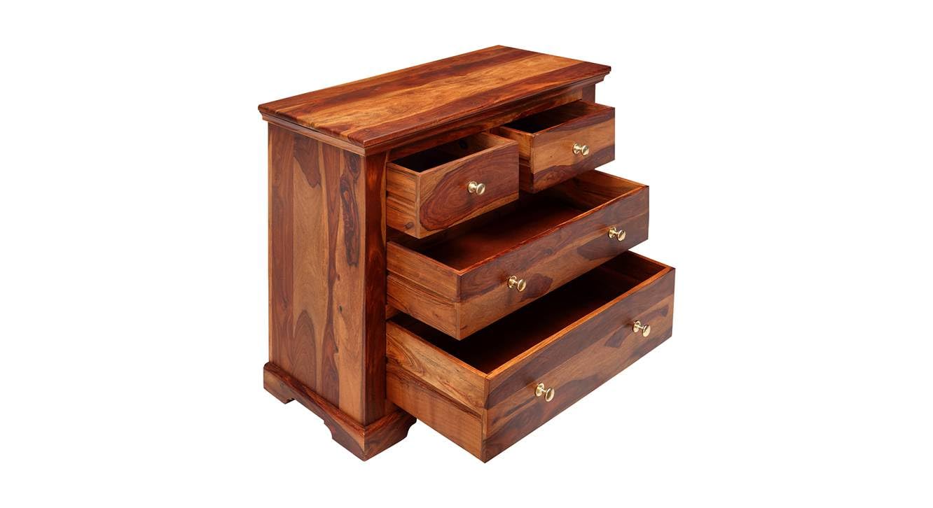 WoodMarwar Solid Sheesham Wood Chest of Drawer 4 Drawers Dresser for Home & Living Room