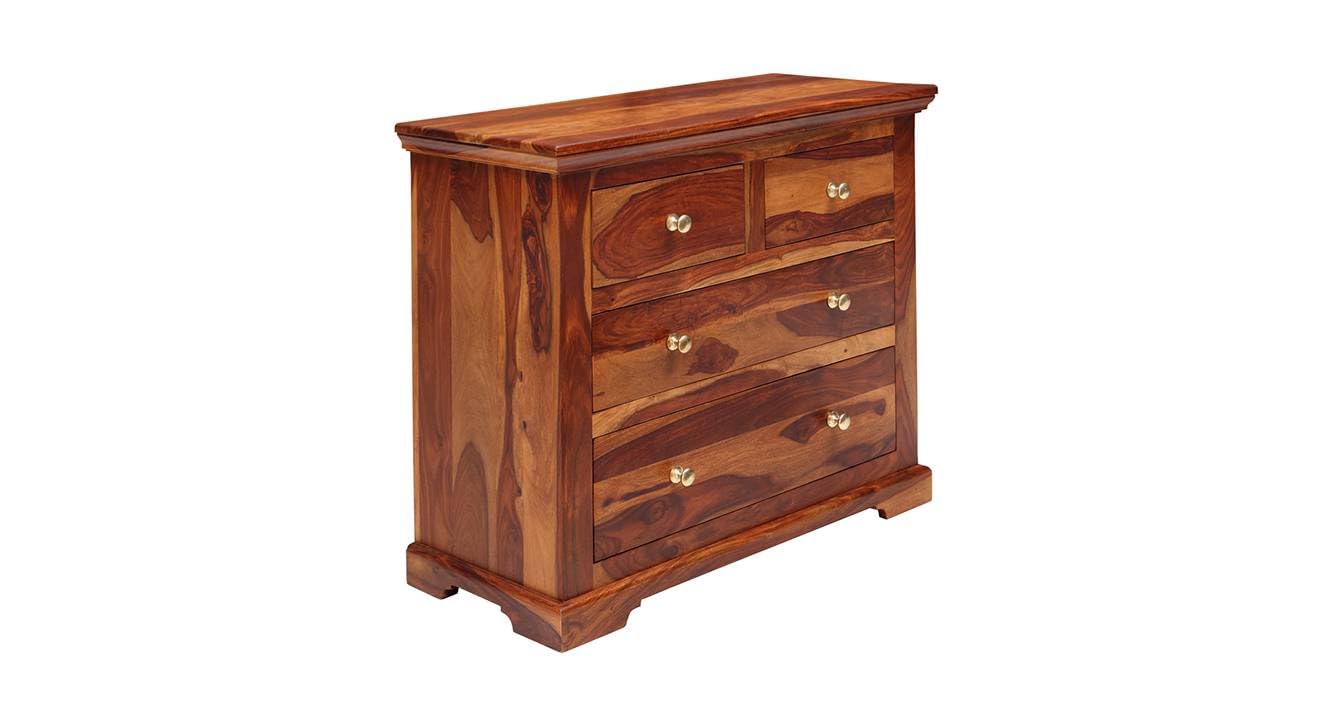 WoodMarwar Solid Sheesham Wood Chest of Drawer 4 Drawers Dresser for Home & Living Room