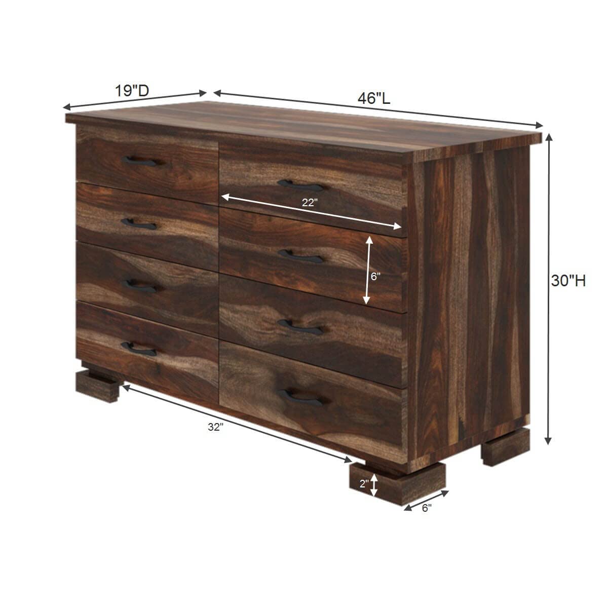 WoodMarwar Solid Sheesham Wood Chest of Drawer 8 Drawers Dresser for Home & Living Room