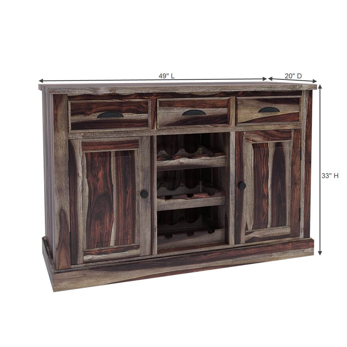 WoodMarwar Solid Sheesham Wood Bar Cabinet With Storage For Bar Room Furniture