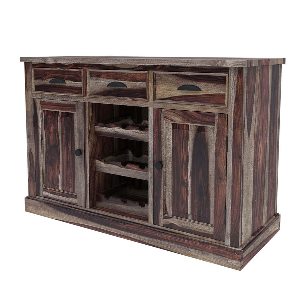 WoodMarwar Solid Sheesham Wood Bar Cabinet With Storage For Bar Room Furniture