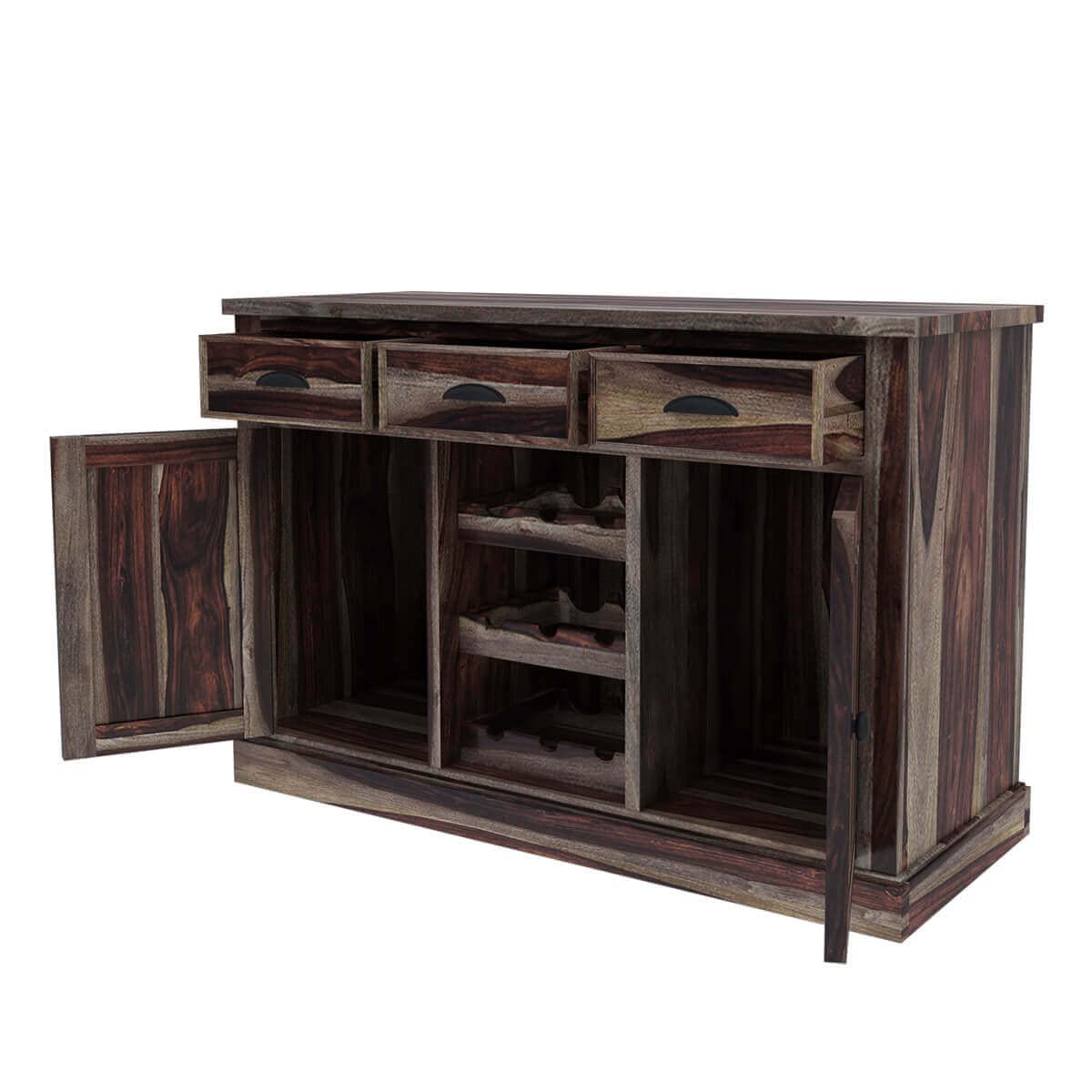 WoodMarwar Solid Sheesham Wood Bar Cabinet With Storage For Bar Room Furniture