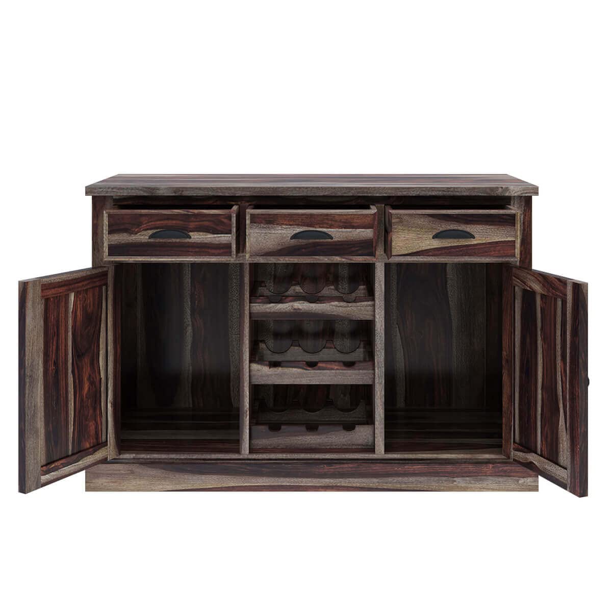 WoodMarwar Solid Sheesham Wood Bar Cabinet With Storage For Bar Room Furniture