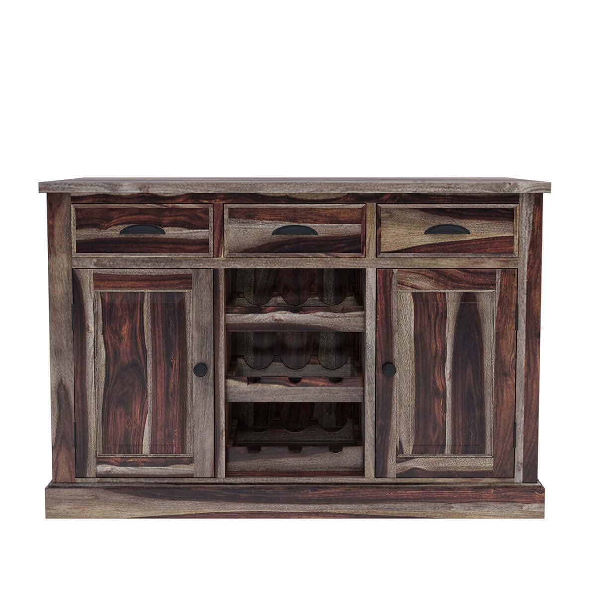 WoodMarwar Solid Sheesham Wood Bar Cabinet With Storage For Bar Room Furniture