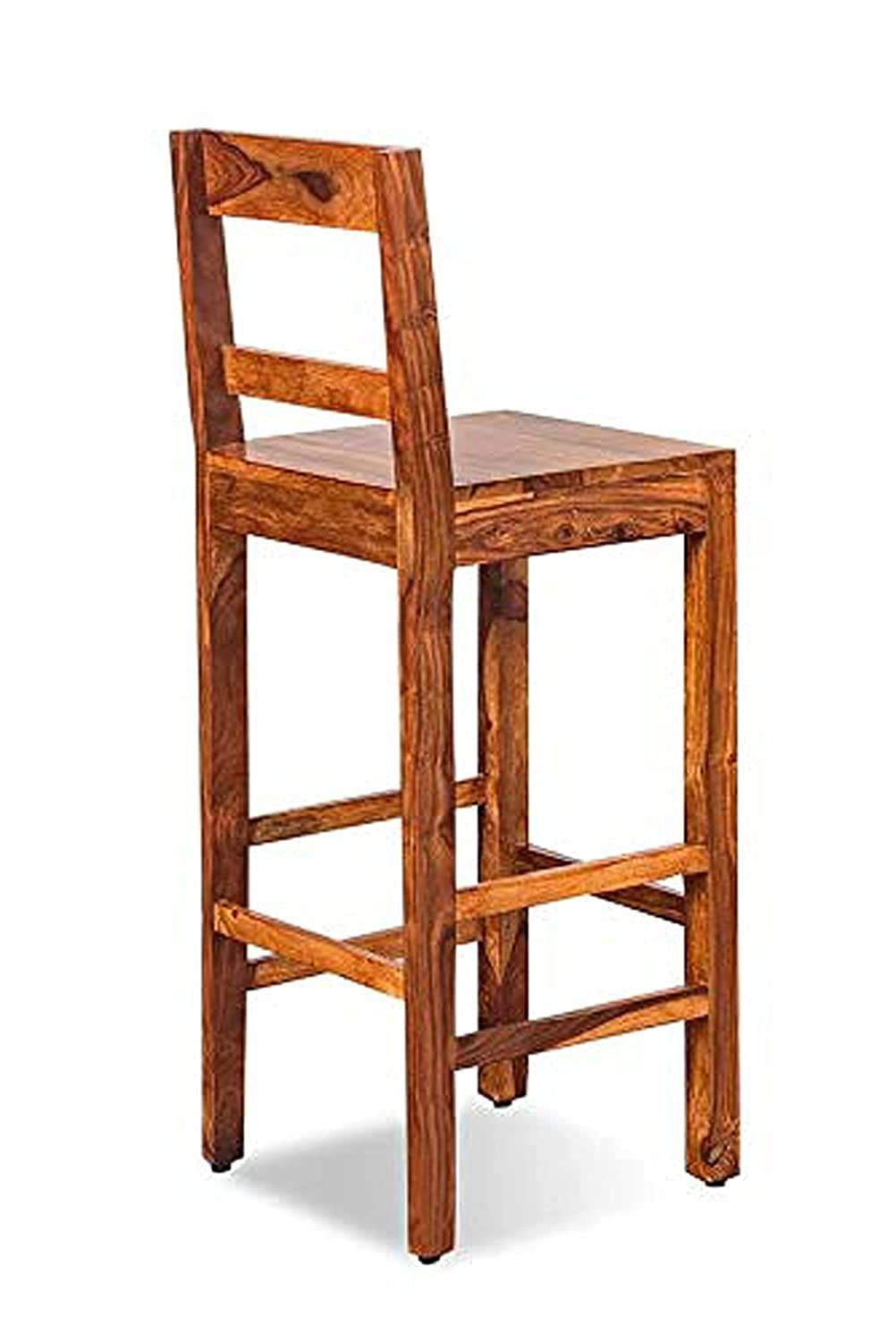 Solid Sheesham Wood Bar Chairs for Home |Solid Long Wooden Chair | High Bar Chair Set of 2 | Natural Brown