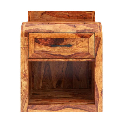 Woodmarwar Solid Sheesham Wood Bedside Table for Bedroom | Solid Pure Wooden Bed Side Nightstand End Table with 1 Drawer & 1 Open Shelf Storage for Home & Bed Room