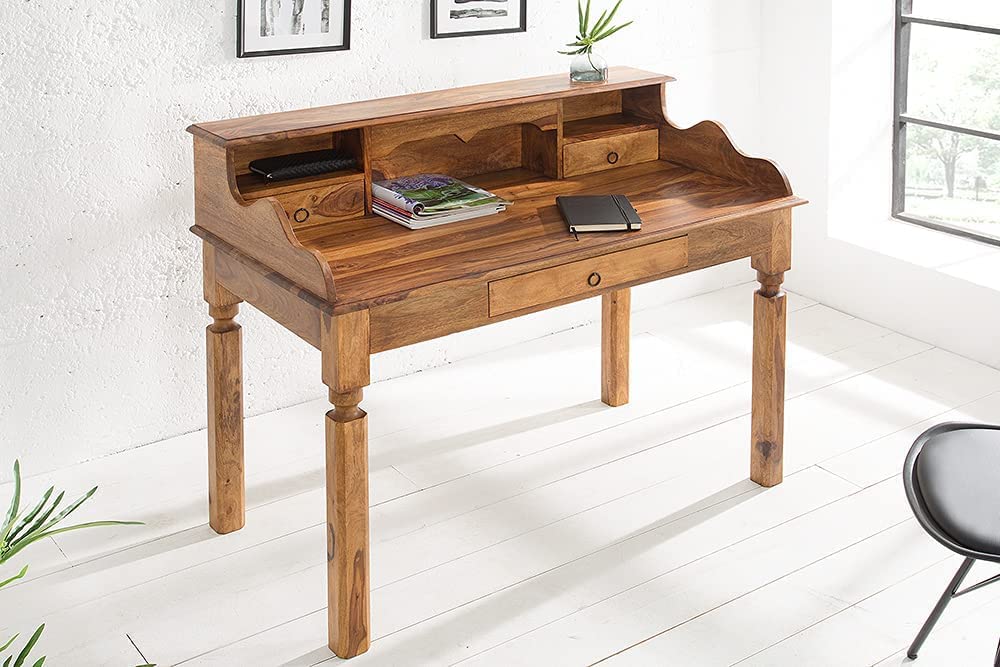 Woodmarwar Solid Sheesham Wood Writing Study Desk for Adults & Students | Solid Wood Laptop Computer Table with 3 Drawer & Shelf Storage for Home & Office