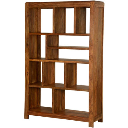 Woodmarwar Solid Sheesham Wood Book Shelf Wooden | Bookshelf for Home Library | Book Shelves Open Bookcase Books Rack | Display Unit Book Stand with 11 Open Shelf Storage for Office & Home | Honey Finish