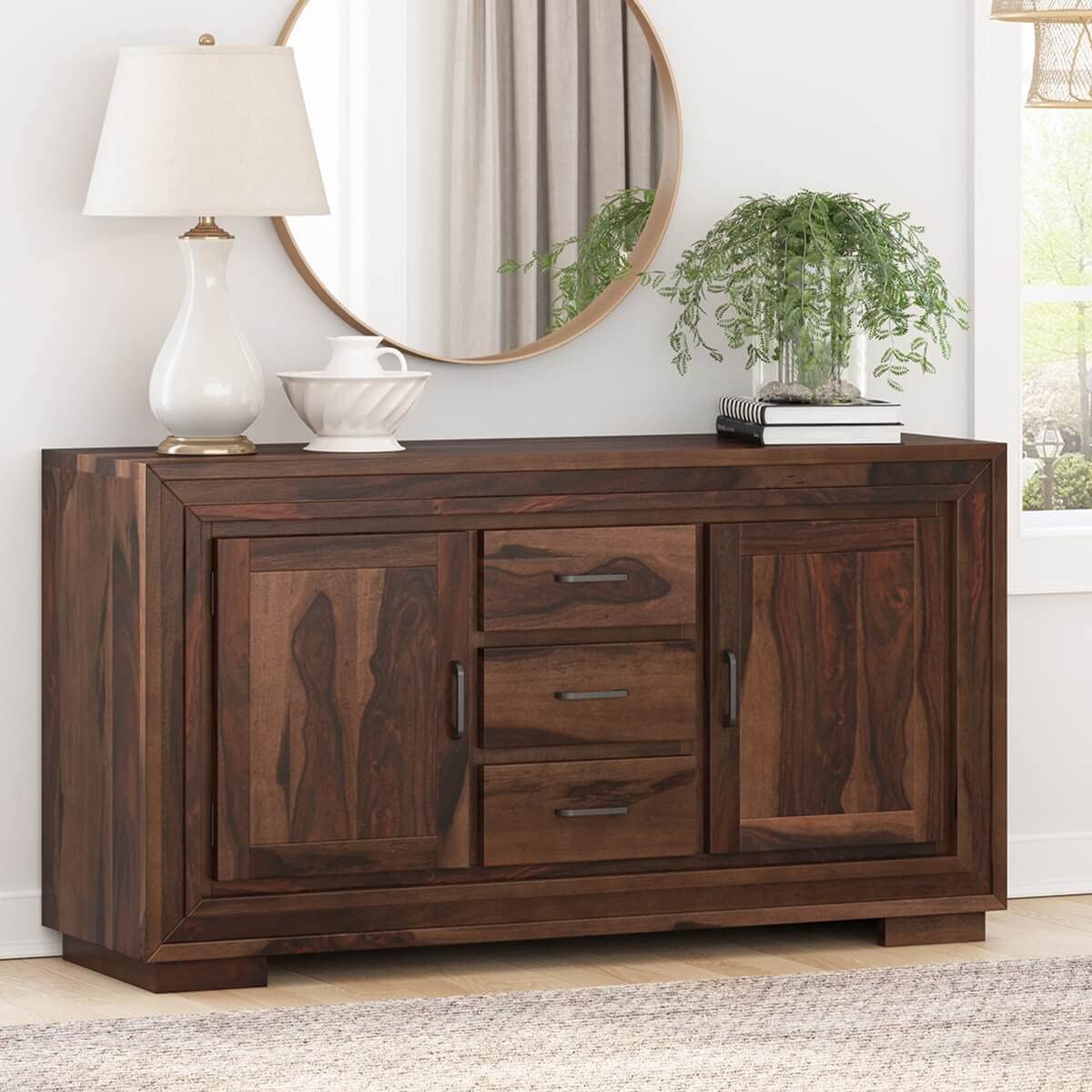 Woodmarwar Solid Sheesham Wood Sideboard With Storage for Living Room Furniture