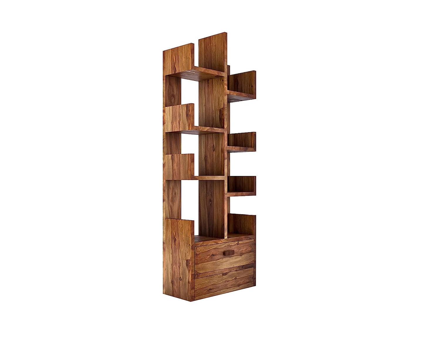 WoodMarwar Sheesham Wood Book Shelf /Bookcase  For Living Room  Corner Bookcase for Home Decor & Office