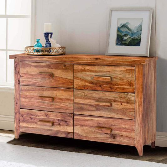 WoodMarwar Solid Sheesham Wood Chest of Drawer 6 Drawers Dresser for Home & Living Room