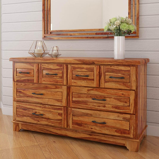 WoodMarwar Solid Sheesham Wood Chest of Drawer 8 Drawers Dresser for Home & Living Room