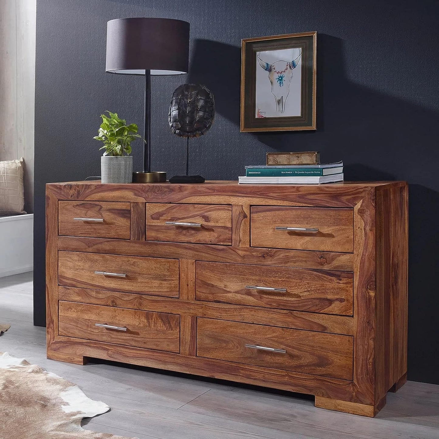 WoodMarwar Solid Sheesham Wood Chest of Drawer 7 Drawers Dresser for Home & Living Room